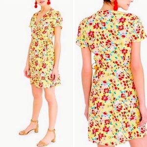 J. Crew Factory Short Sleeve Floral Print Faux  Wrap Midi Dress- size 2